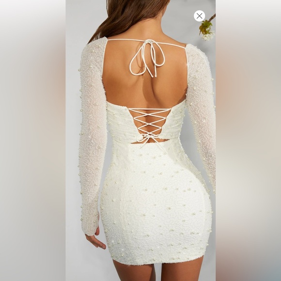 NWT Oh polly white dress with sleeves and corset style! - Picture 2 of 4